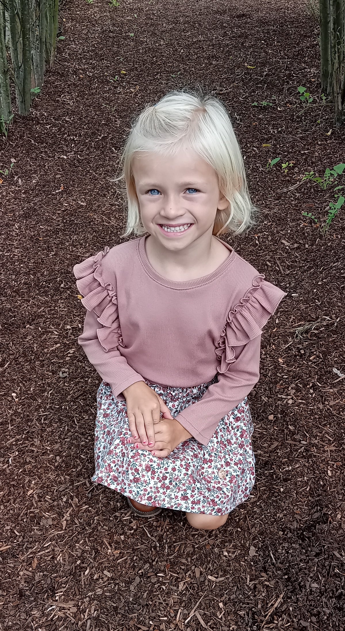 Rokje bloemen grijs/roos
