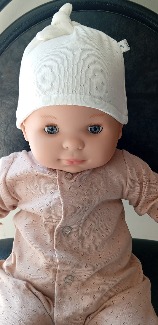 Mutsje wit pointelle 0-3M