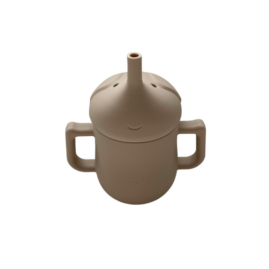 Mabebi "Pinnawala" drinkbeker met rietje beige