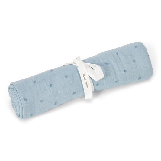 Tetradoek hydrofiel blauw "Pure Denim Blue" 120x120cm